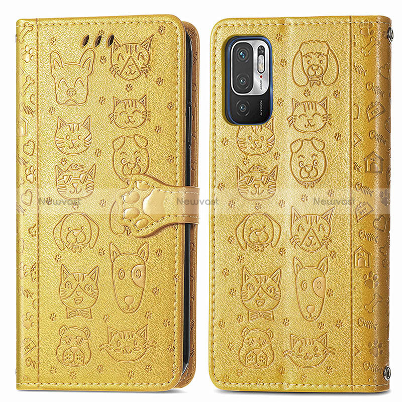 Leather Case Stands Fashionable Pattern Flip Cover Holder S03D for Xiaomi Redmi Note 10 JE 5G