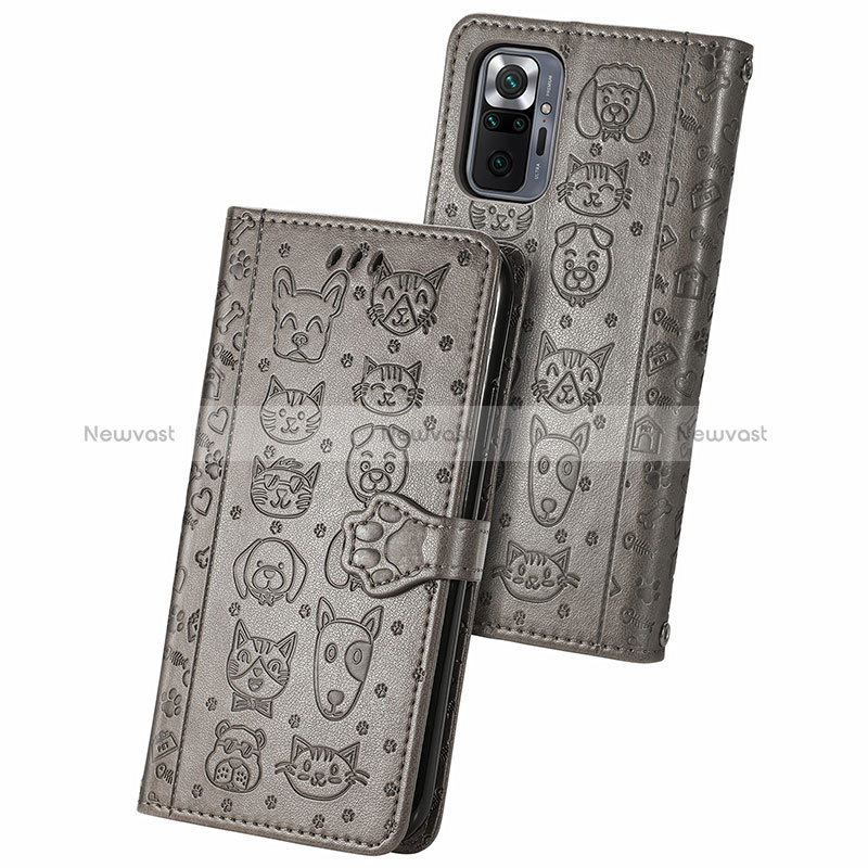 Leather Case Stands Fashionable Pattern Flip Cover Holder S03D for Xiaomi Redmi Note 10 Pro 4G