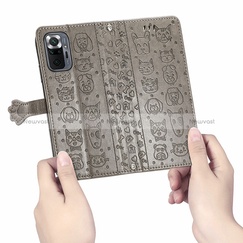 Leather Case Stands Fashionable Pattern Flip Cover Holder S03D for Xiaomi Redmi Note 10 Pro 4G