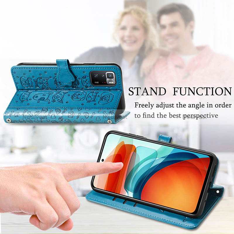 Leather Case Stands Fashionable Pattern Flip Cover Holder S03D for Xiaomi Redmi Note 10 Pro 5G