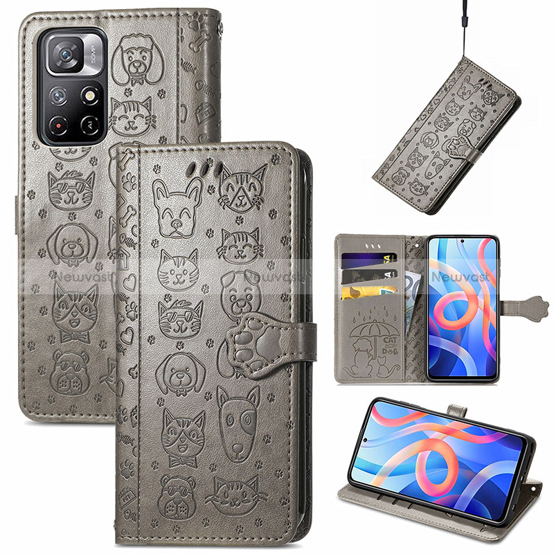 Leather Case Stands Fashionable Pattern Flip Cover Holder S03D for Xiaomi Redmi Note 11 5G