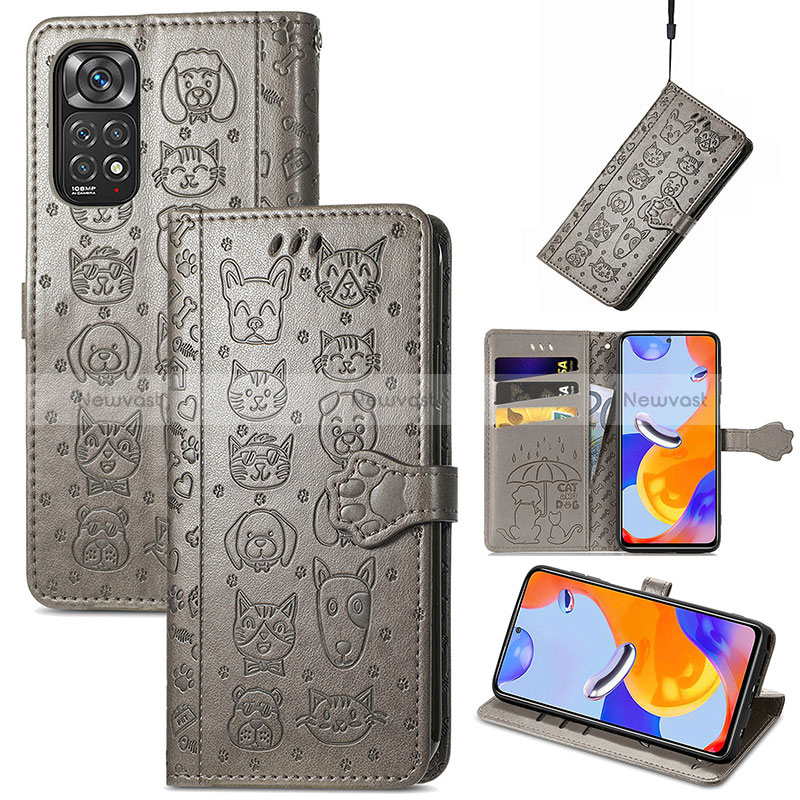 Leather Case Stands Fashionable Pattern Flip Cover Holder S03D for Xiaomi Redmi Note 11 Pro 4G