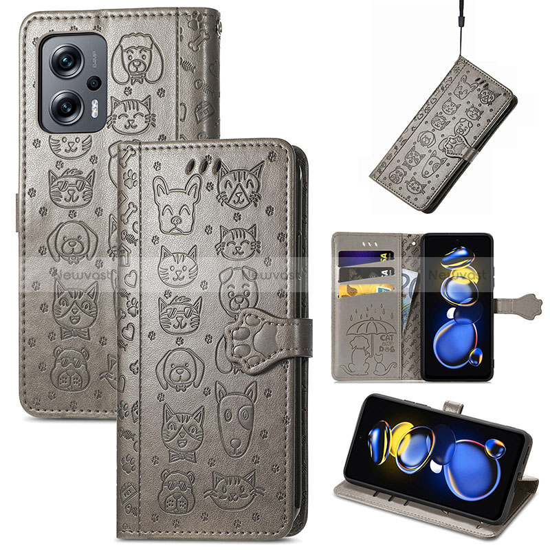 Leather Case Stands Fashionable Pattern Flip Cover Holder S03D for Xiaomi Redmi Note 11T Pro 5G