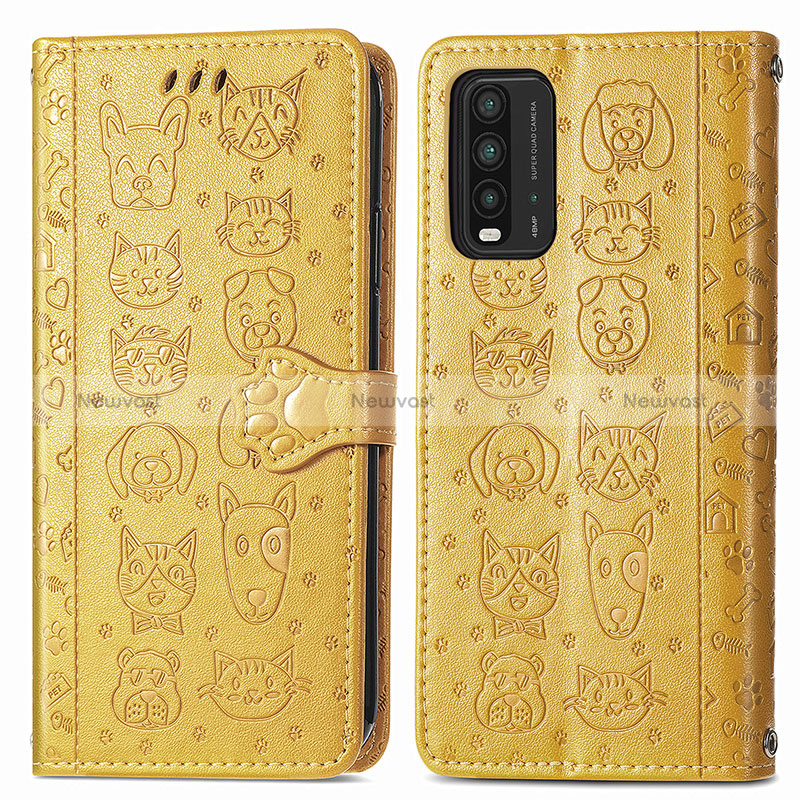 Leather Case Stands Fashionable Pattern Flip Cover Holder S03D for Xiaomi Redmi Note 9 4G