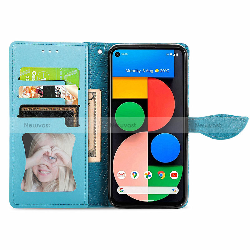 Leather Case Stands Fashionable Pattern Flip Cover Holder S04D for Google Pixel 5a 5G