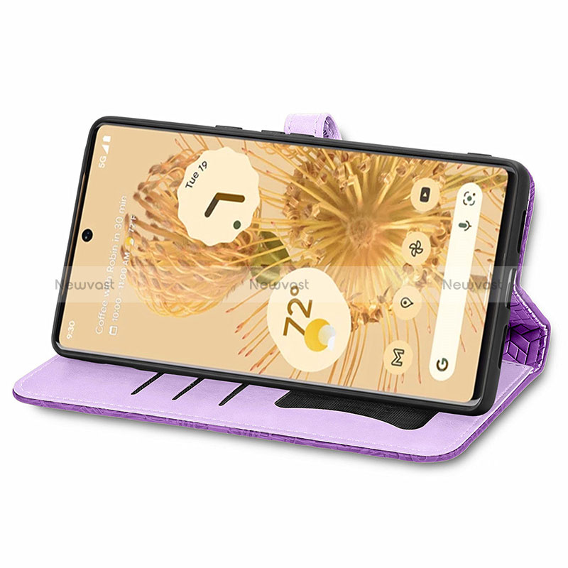 Leather Case Stands Fashionable Pattern Flip Cover Holder S04D for Google Pixel 6 Pro 5G