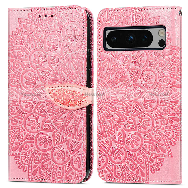 Leather Case Stands Fashionable Pattern Flip Cover Holder S04D for Google Pixel 8 Pro 5G