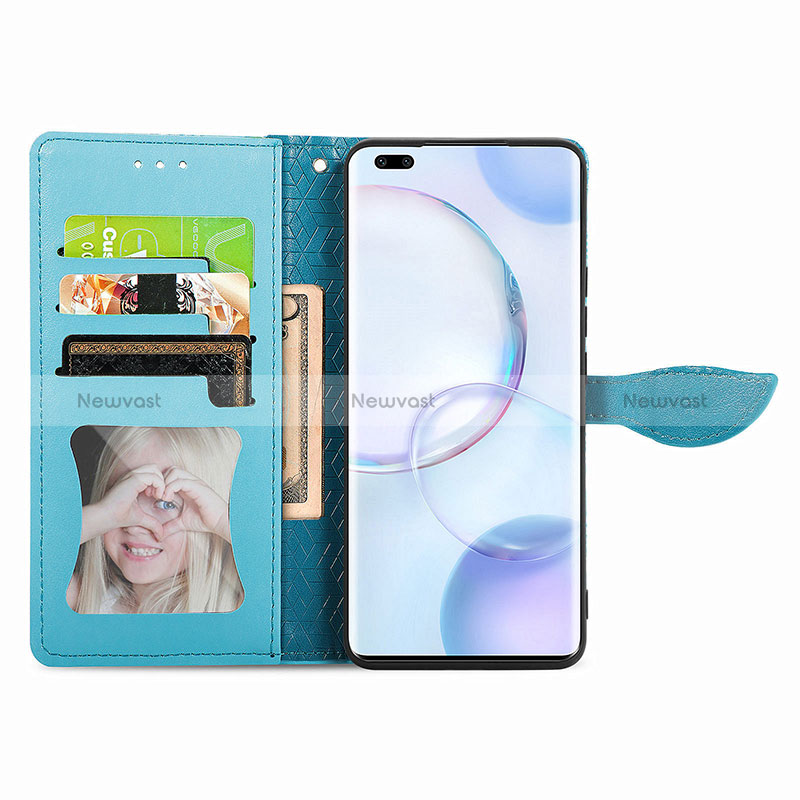 Leather Case Stands Fashionable Pattern Flip Cover Holder S04D for Huawei Honor 50 Pro 5G