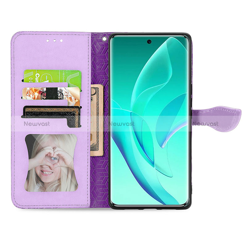 Leather Case Stands Fashionable Pattern Flip Cover Holder S04D for Huawei Honor 60 Pro 5G