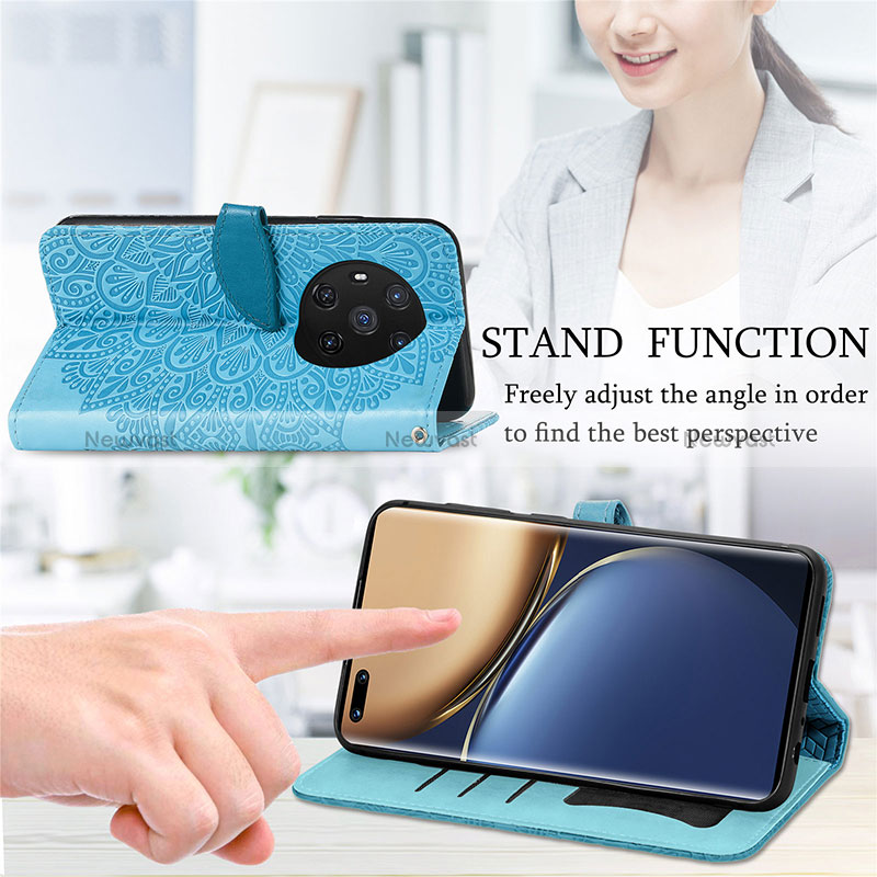 Leather Case Stands Fashionable Pattern Flip Cover Holder S04D for Huawei Honor Magic3 5G