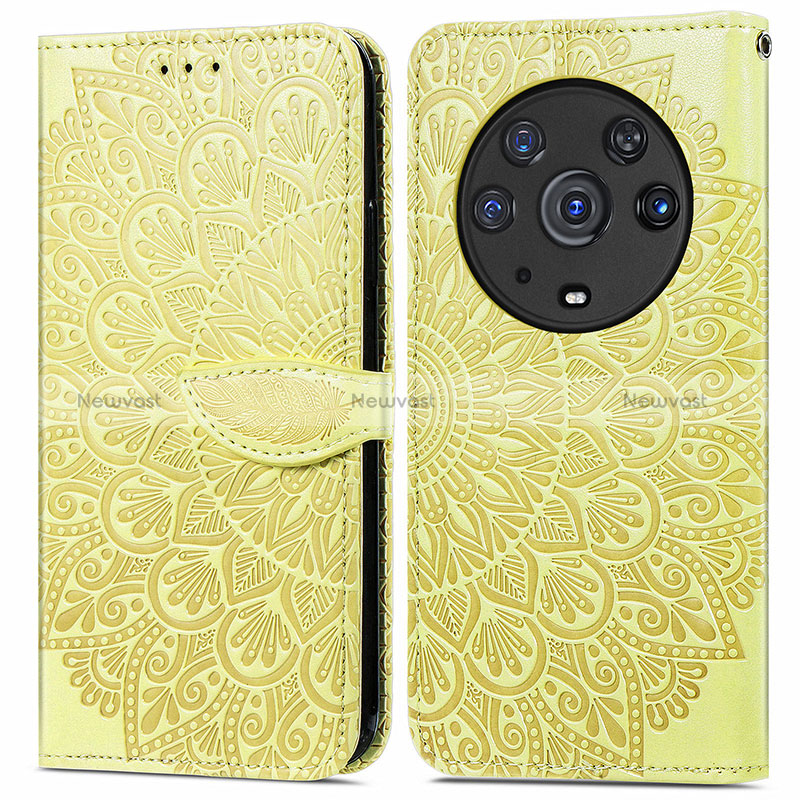 Leather Case Stands Fashionable Pattern Flip Cover Holder S04D for Huawei Honor Magic3 Pro 5G