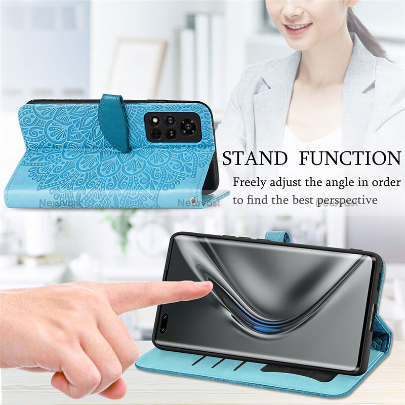 Leather Case Stands Fashionable Pattern Flip Cover Holder S04D for Huawei Honor V40 5G