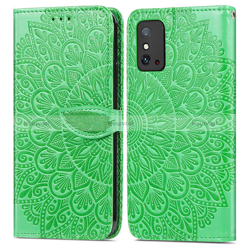 Leather Case Stands Fashionable Pattern Flip Cover Holder S04D for Huawei Honor X10 Max 5G Green