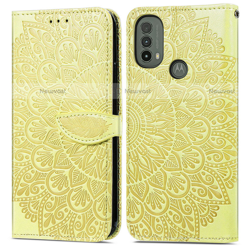 Leather Case Stands Fashionable Pattern Flip Cover Holder S04D for Motorola Moto E20