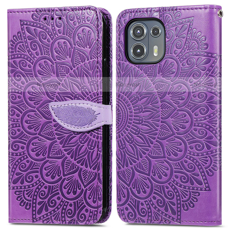 Leather Case Stands Fashionable Pattern Flip Cover Holder S04D for Motorola Moto Edge 20 Lite 5G