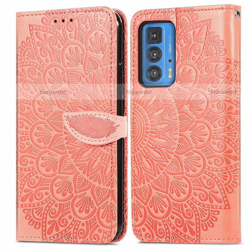 Leather Case Stands Fashionable Pattern Flip Cover Holder S04D for Motorola Moto Edge 20 Pro 5G