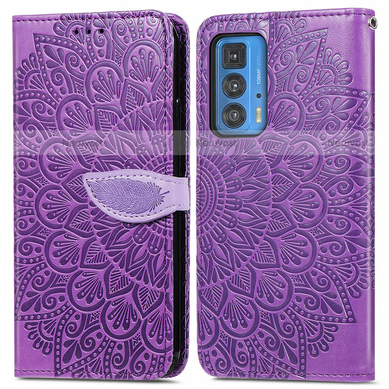 Leather Case Stands Fashionable Pattern Flip Cover Holder S04D for Motorola Moto Edge 20 Pro 5G