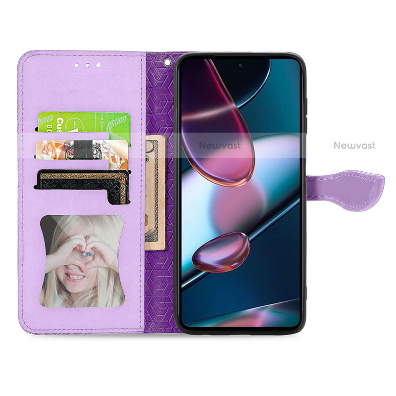 Leather Case Stands Fashionable Pattern Flip Cover Holder S04D for Motorola Moto Edge 30 Pro 5G