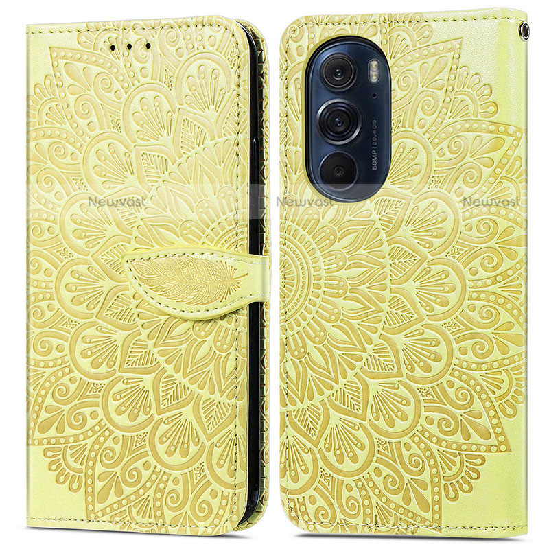 Leather Case Stands Fashionable Pattern Flip Cover Holder S04D for Motorola Moto Edge 30 Pro 5G