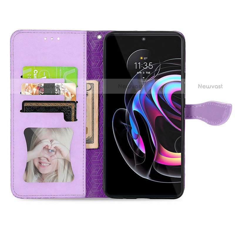 Leather Case Stands Fashionable Pattern Flip Cover Holder S04D for Motorola Moto Edge S Pro 5G