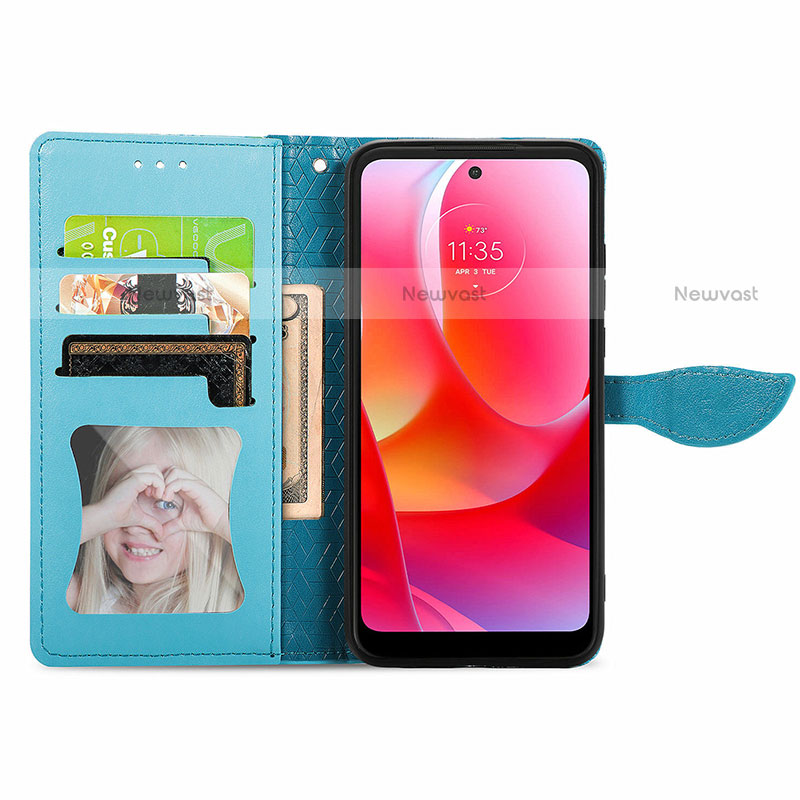 Leather Case Stands Fashionable Pattern Flip Cover Holder S04D for Motorola Moto G Play (2023)