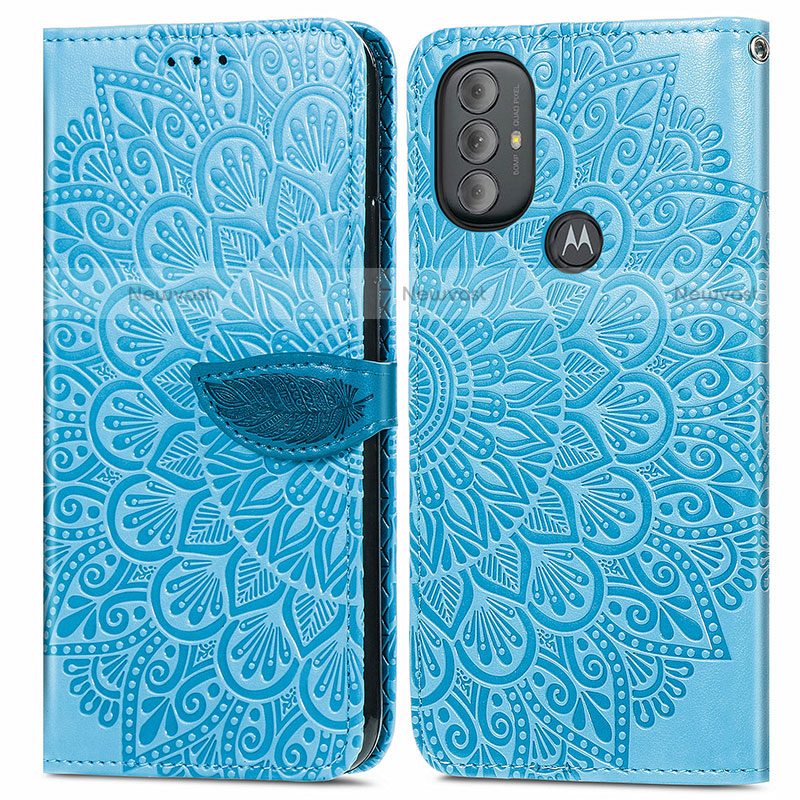 Leather Case Stands Fashionable Pattern Flip Cover Holder S04D for Motorola Moto G Play (2023)