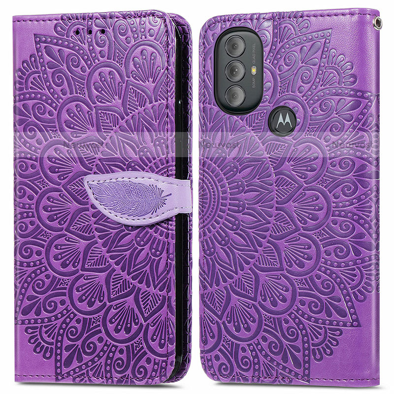 Leather Case Stands Fashionable Pattern Flip Cover Holder S04D for Motorola Moto G Play (2023)