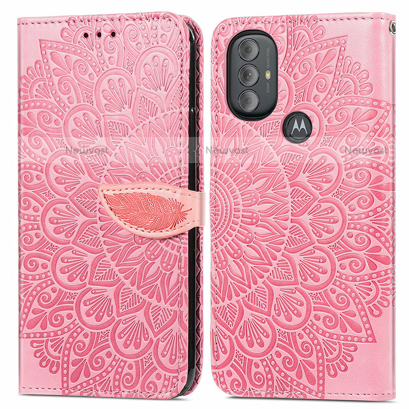 Leather Case Stands Fashionable Pattern Flip Cover Holder S04D for Motorola Moto G Play Gen 2