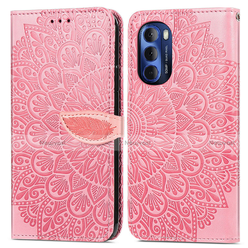 Leather Case Stands Fashionable Pattern Flip Cover Holder S04D for Motorola Moto G Stylus (2022) 5G