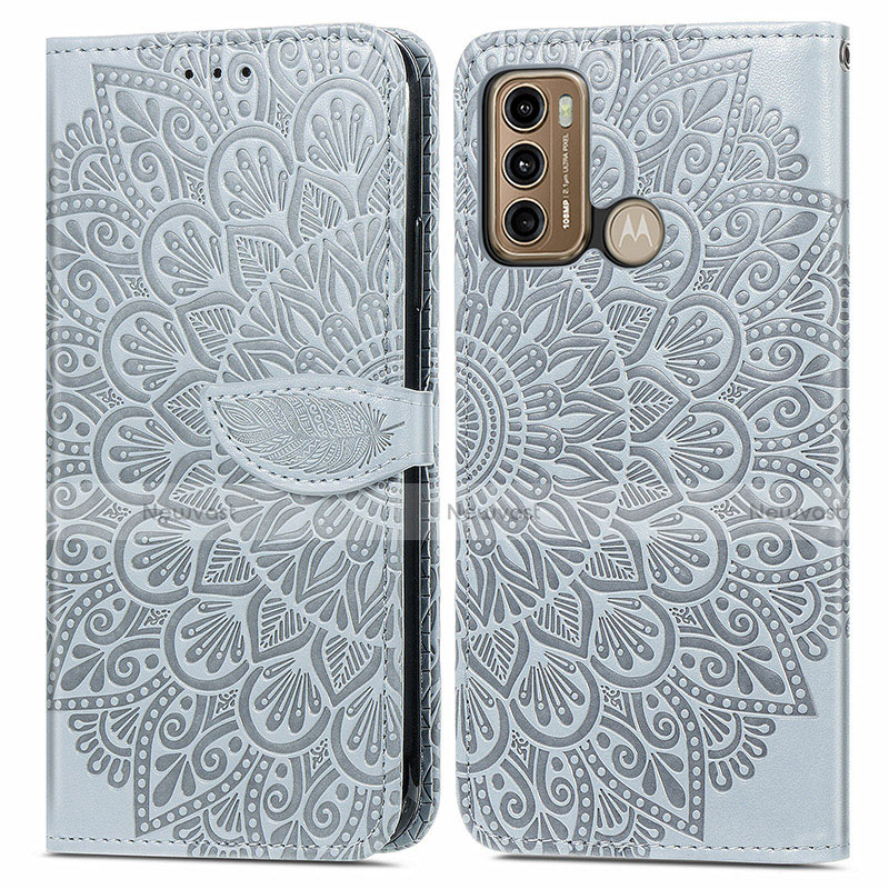Leather Case Stands Fashionable Pattern Flip Cover Holder S04D for Motorola Moto G40 Fusion