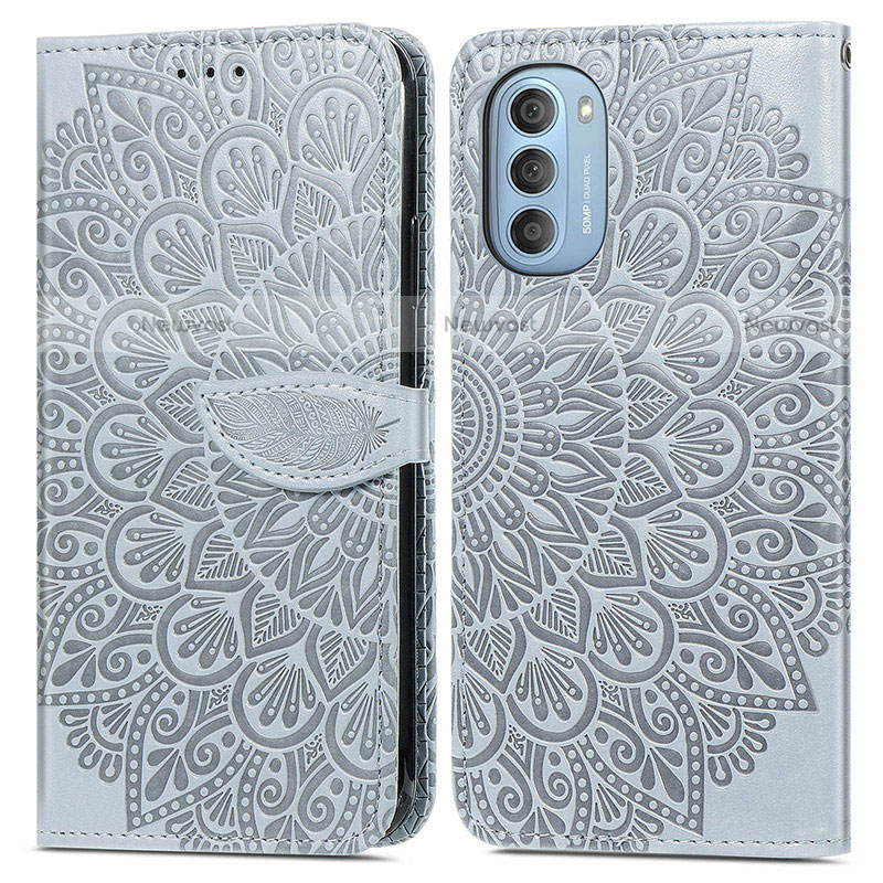 Leather Case Stands Fashionable Pattern Flip Cover Holder S04D for Motorola Moto G51 5G