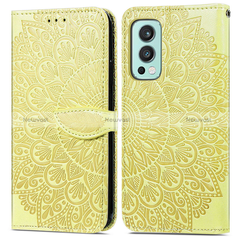 Leather Case Stands Fashionable Pattern Flip Cover Holder S04D for OnePlus Nord 2 5G