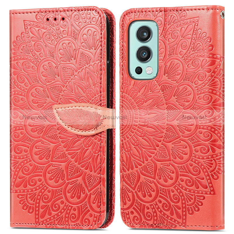 Leather Case Stands Fashionable Pattern Flip Cover Holder S04D for OnePlus Nord 2 5G