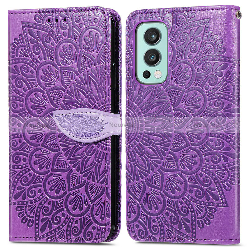 Leather Case Stands Fashionable Pattern Flip Cover Holder S04D for OnePlus Nord 2 5G