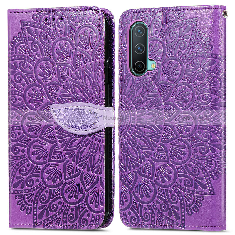 Leather Case Stands Fashionable Pattern Flip Cover Holder S04D for OnePlus Nord CE 5G