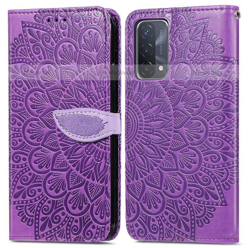 Leather Case Stands Fashionable Pattern Flip Cover Holder S04D for OnePlus Nord N200 5G