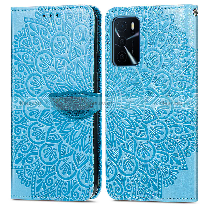 Leather Case Stands Fashionable Pattern Flip Cover Holder S04D for Oppo A16