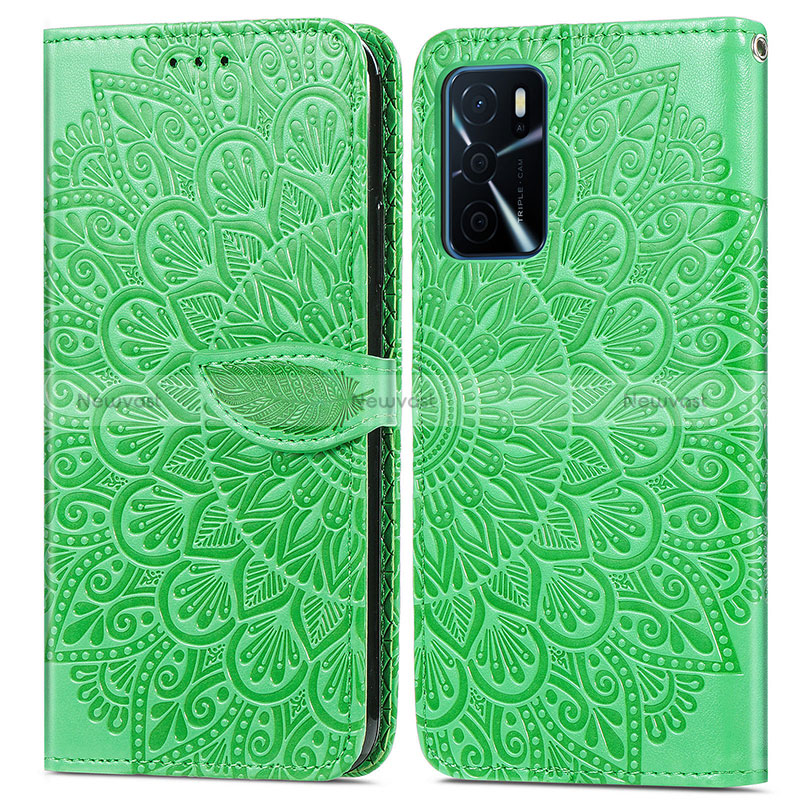 Leather Case Stands Fashionable Pattern Flip Cover Holder S04D for Oppo A16