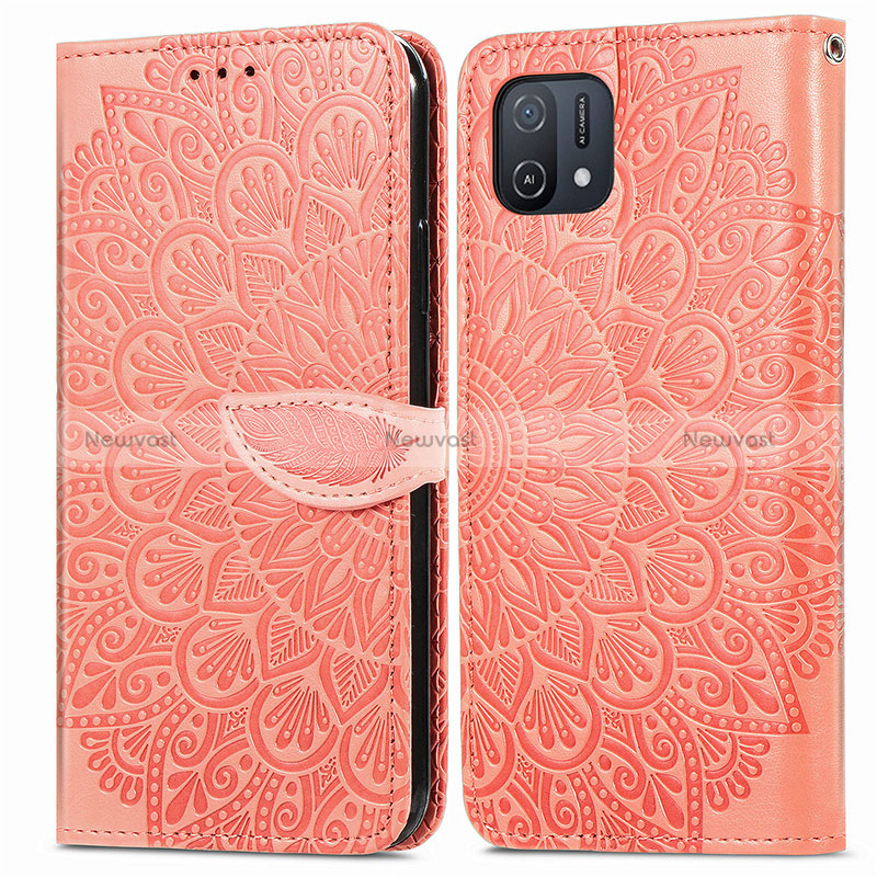 Leather Case Stands Fashionable Pattern Flip Cover Holder S04D for Oppo A16K