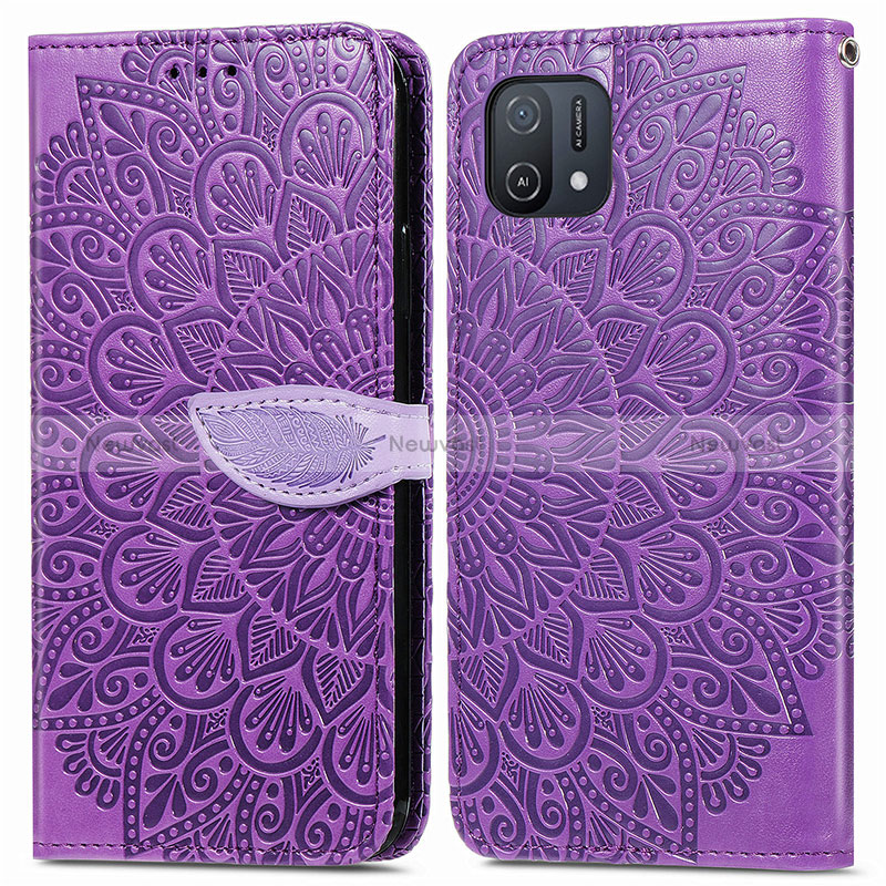 Leather Case Stands Fashionable Pattern Flip Cover Holder S04D for Oppo A16K