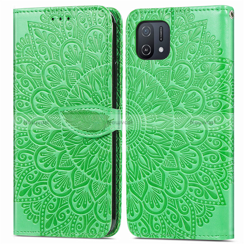 Leather Case Stands Fashionable Pattern Flip Cover Holder S04D for Oppo A16K