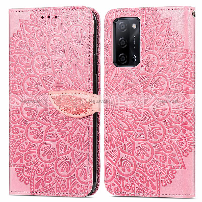 Leather Case Stands Fashionable Pattern Flip Cover Holder S04D for Oppo A53s 5G