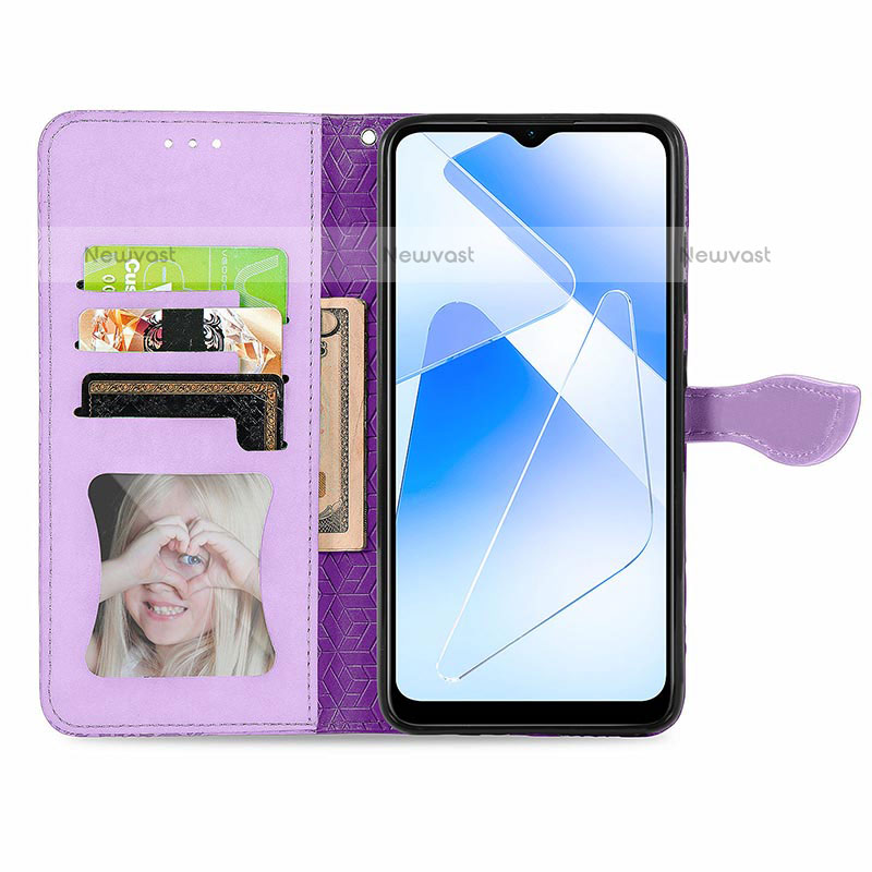 Leather Case Stands Fashionable Pattern Flip Cover Holder S04D for Oppo A55 5G