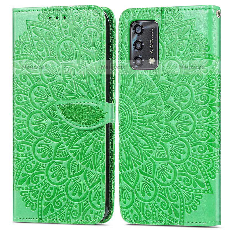 Leather Case Stands Fashionable Pattern Flip Cover Holder S04D for Oppo A74 4G