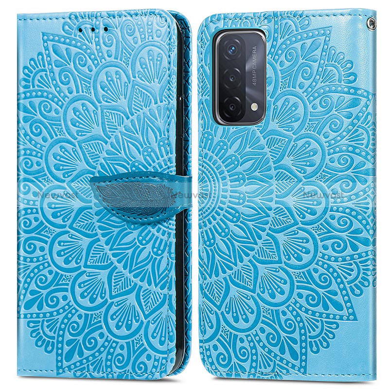 Leather Case Stands Fashionable Pattern Flip Cover Holder S04D for Oppo A74 5G