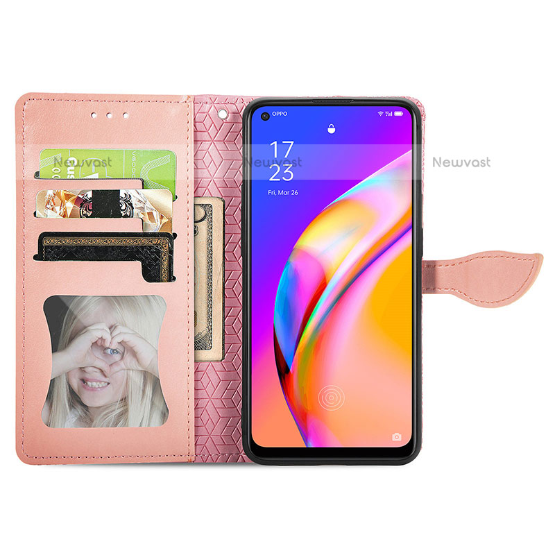 Leather Case Stands Fashionable Pattern Flip Cover Holder S04D for Oppo A94 5G