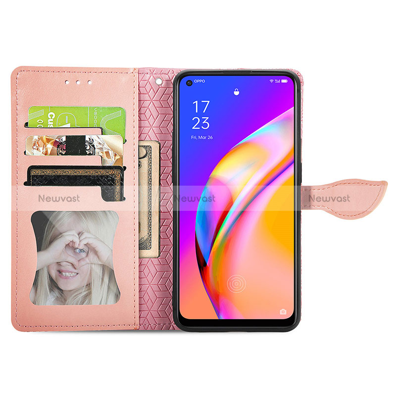 Leather Case Stands Fashionable Pattern Flip Cover Holder S04D for Oppo Reno5 Z 5G