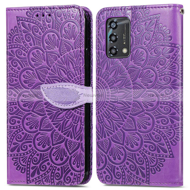 Leather Case Stands Fashionable Pattern Flip Cover Holder S04D for Oppo Reno6 Lite