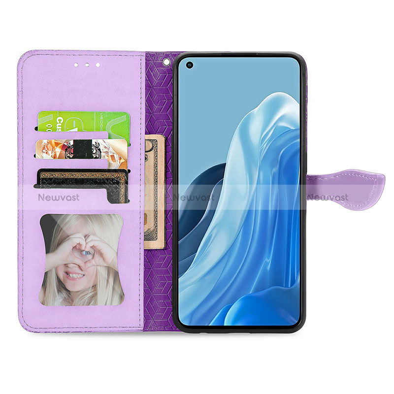 Leather Case Stands Fashionable Pattern Flip Cover Holder S04D for Oppo Reno7 Pro 5G