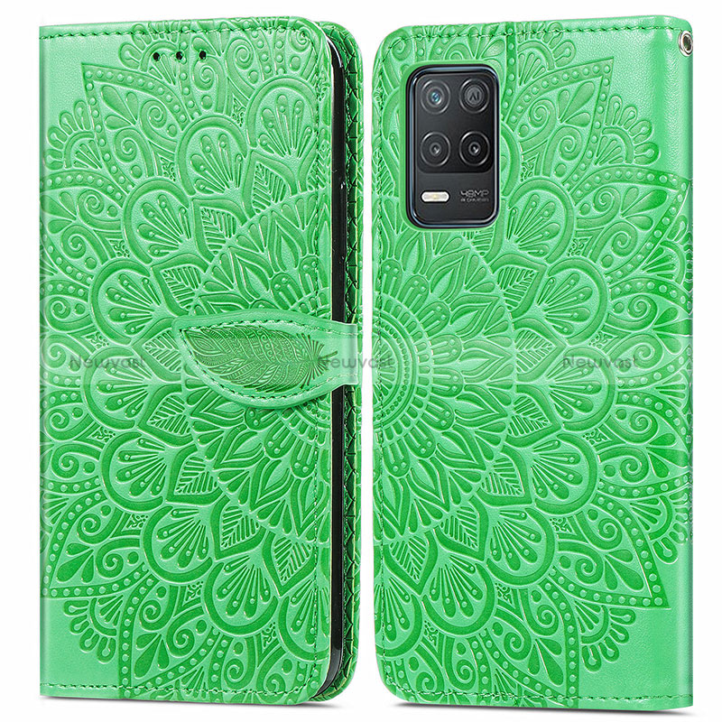 Leather Case Stands Fashionable Pattern Flip Cover Holder S04D for Realme 8s 5G